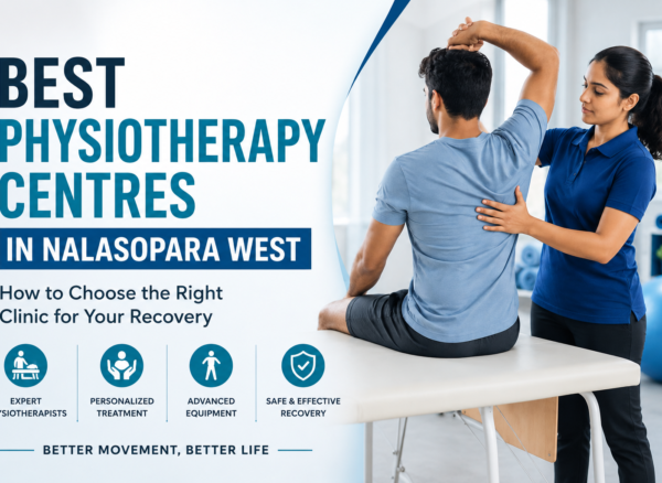 Physiotherapist helping a patient with rehabilitation exercises at a physiotherapy centre in Nalasopara West.
