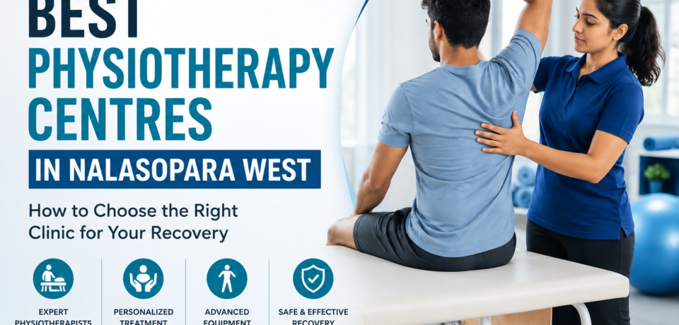 Physiotherapist helping a patient with rehabilitation exercises at a physiotherapy centre in Nalasopara West.