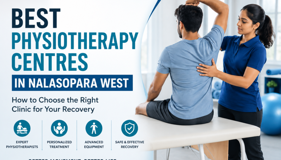 Physiotherapist helping a patient with rehabilitation exercises at a physiotherapy centre in Nalasopara West.